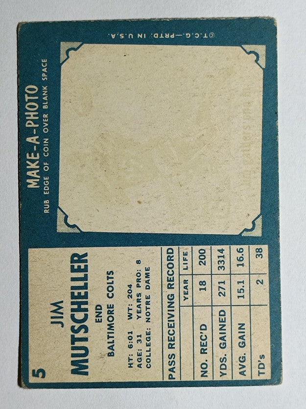 1961 Topps #5 Jim Mutscheller (VG)