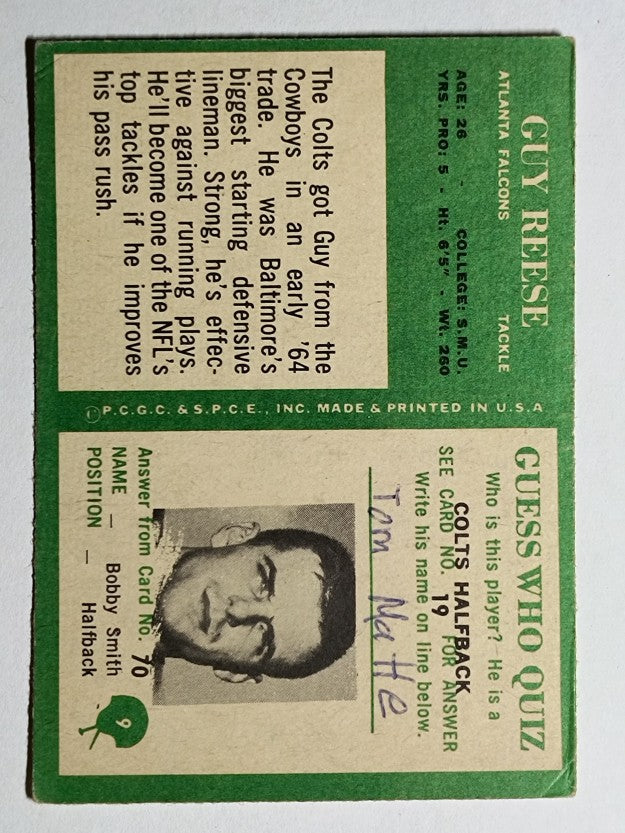 1966 Philadelphia #9 Guy Reese (VG)