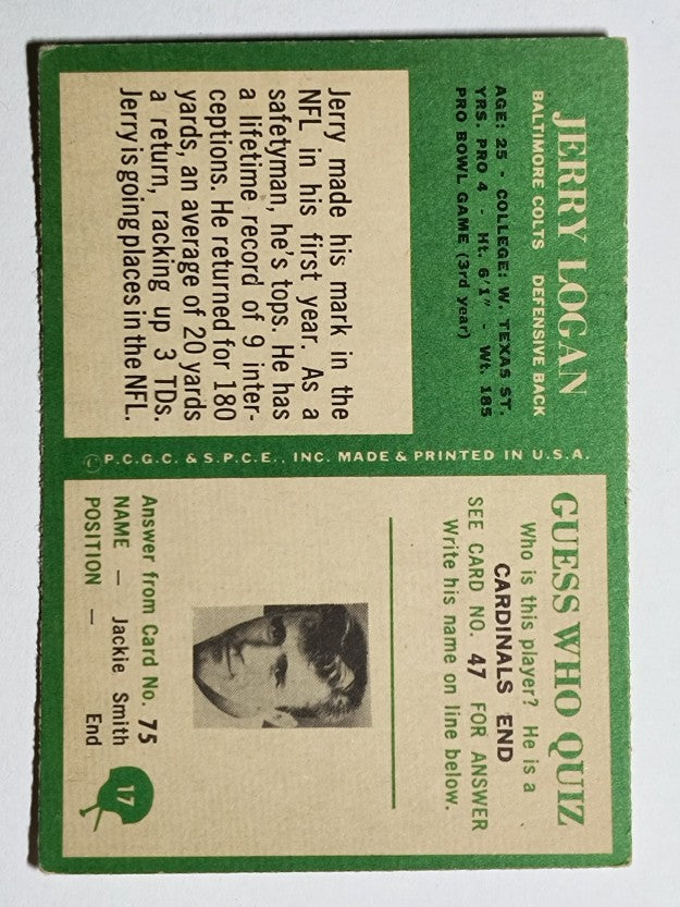 1966 Philadelphia #17 Jerry Logan (EX)
