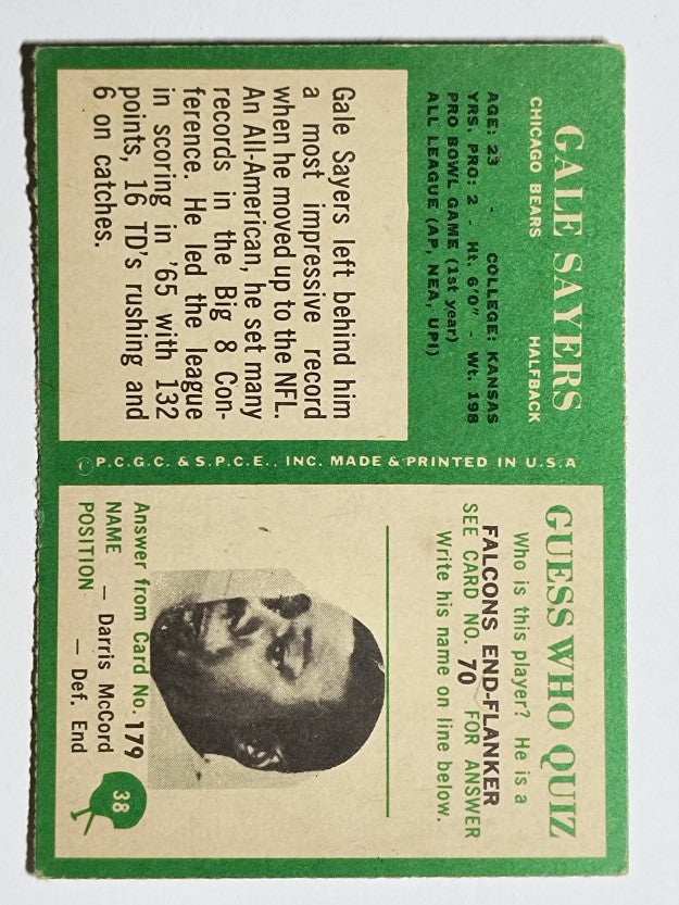 1966 Philadelphia #38 Gale Sayers RC (VGEX)