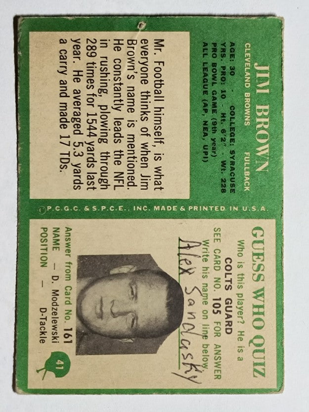 1966 Philadelphia #41 Jim Brown (GOOD)