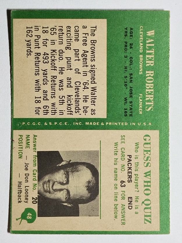 1966 Philadelphia #48 Walter Roberts (EX)