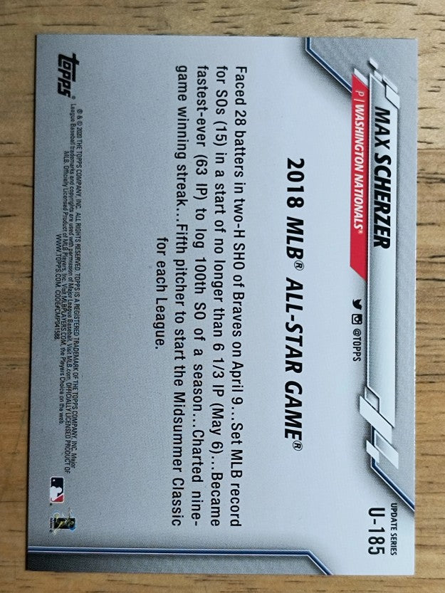 2020 Topps Update #U185 Max Scherzer AS
