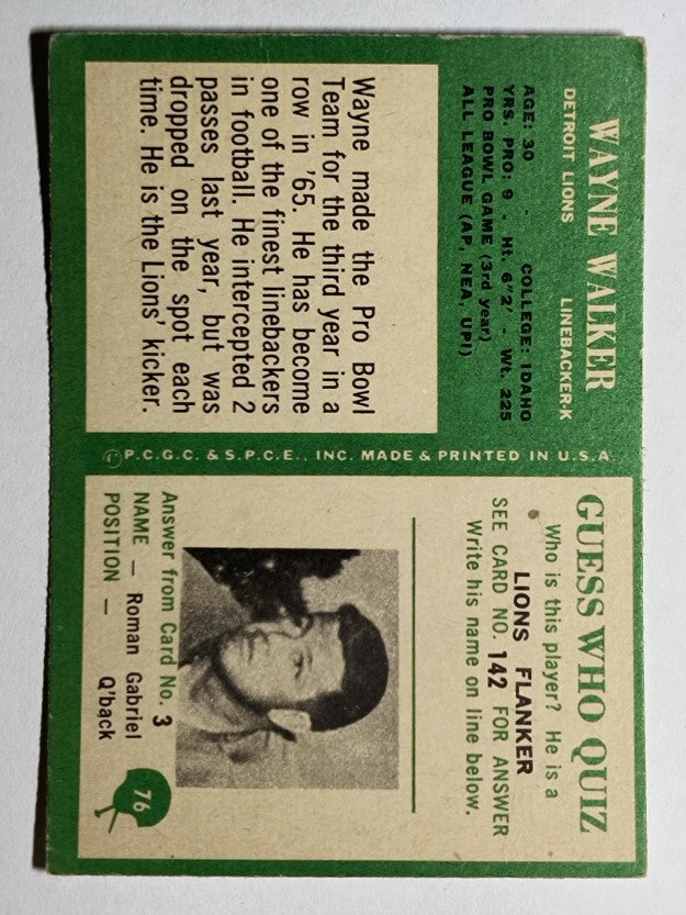 1966 Philadelphia #76 Wayne Walker (VGEX)
