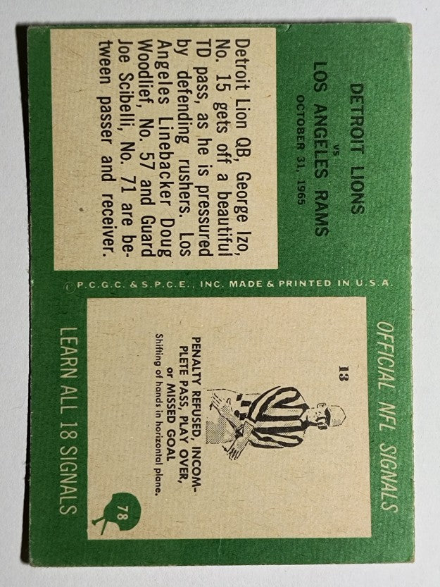 1966 Philadelphia #78 Detroit Lions Play (VG)