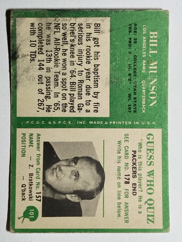 1966 Philadelphia #101 Bill Munson (GOOD)