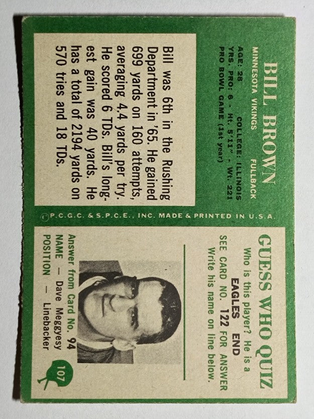 1966 Philadelphia #107 Bill Brown (EX)
