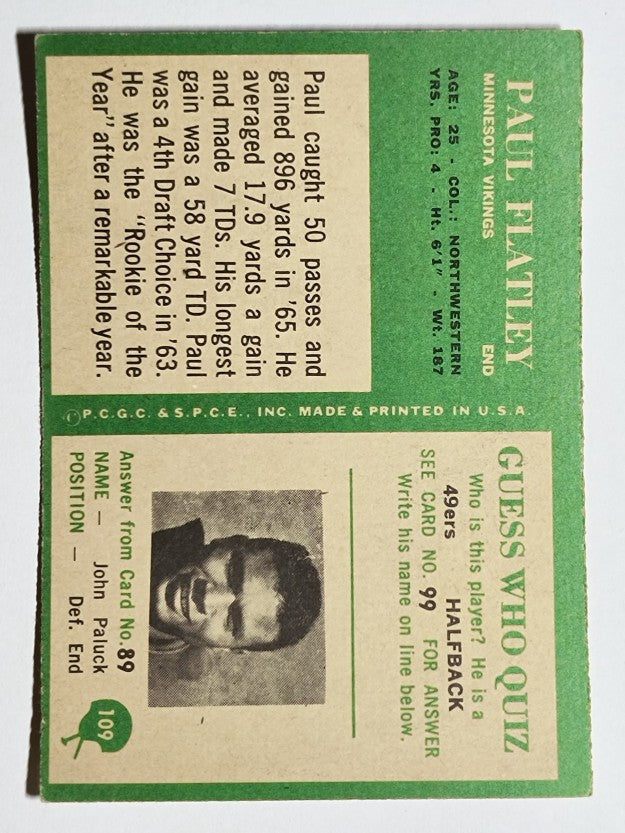1966 Philadelphia #109 Paul Flatley (EX)