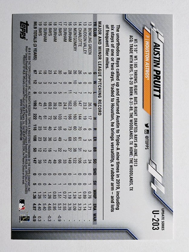 2020 Topps Update #U203 Austin Pruitt