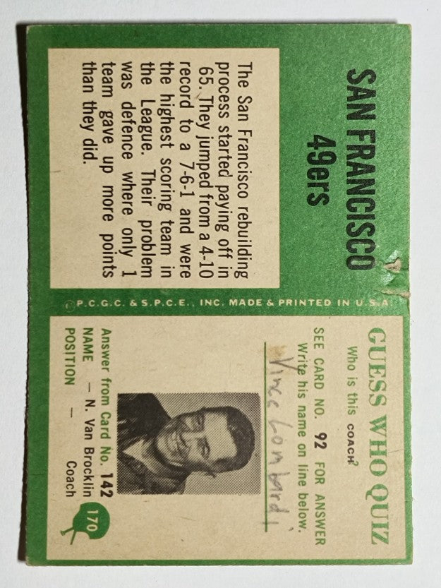 1966 Philadelphia #170 San Francisco 49ers Team (GOOD)