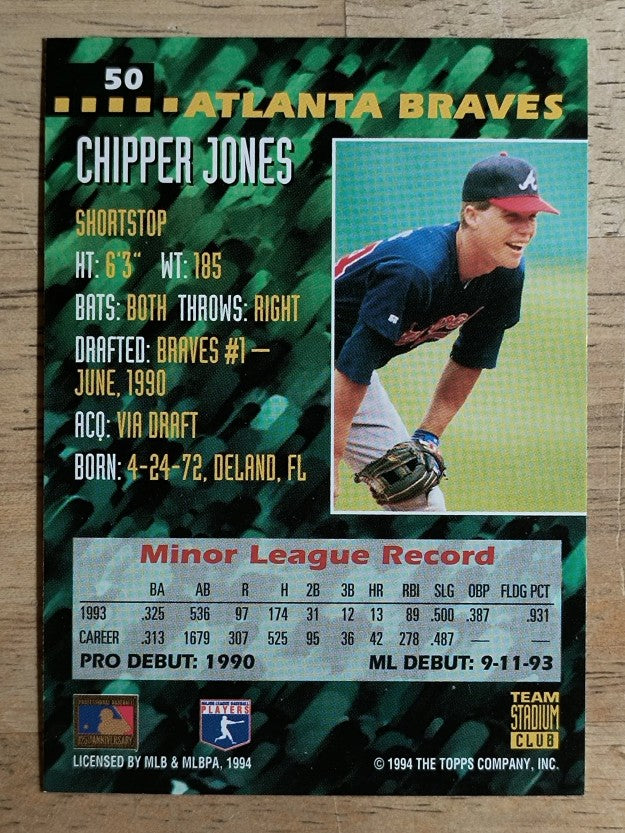 1994 Stadium Club Team #50 Chipper Jones