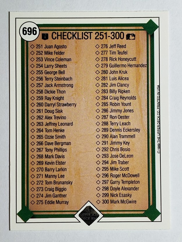 1989 Upper Deck #696 Checklist 201-300