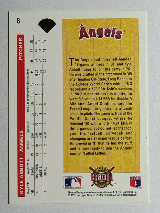 1992 Upper Deck #8 Kyle Abbott SR