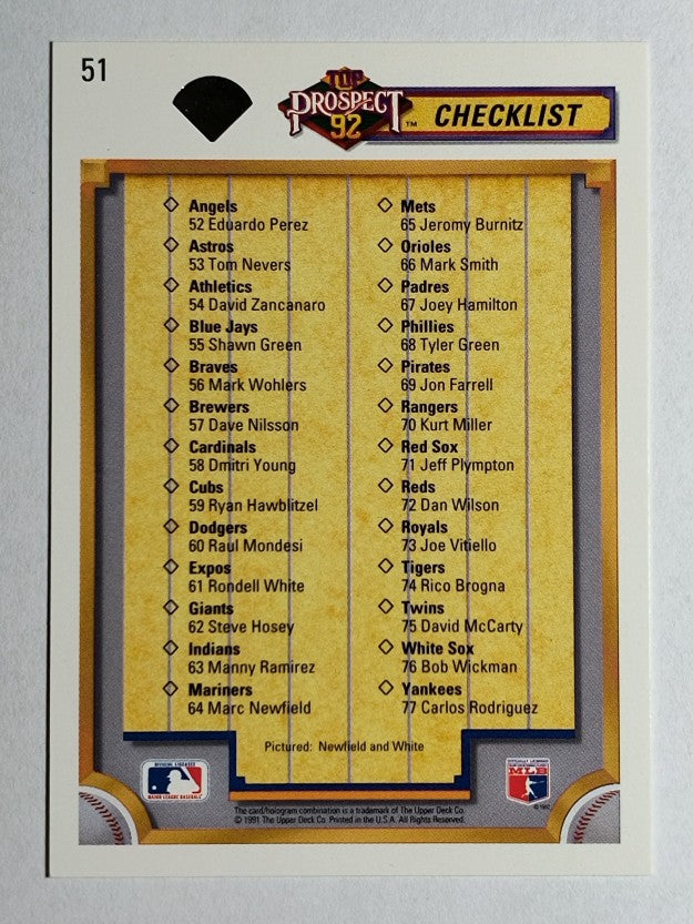 1992 Upper Deck #51 Rondell White/Marc Newfield CL