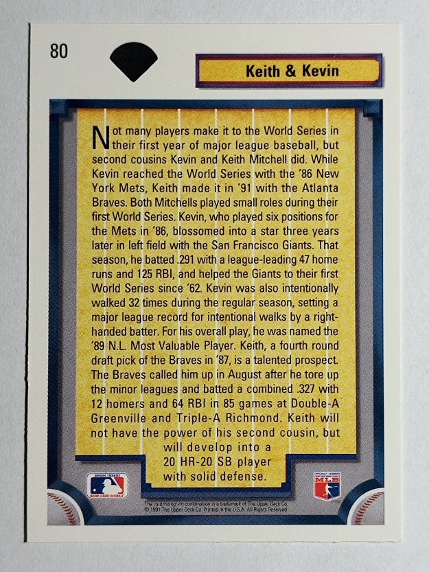 1992 Upper Deck #80 Kevin Mitchell/Keith Mitchell