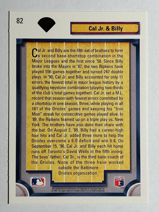 1992 Upper Deck #82 Cal Ripken Jr/Bill Ripken