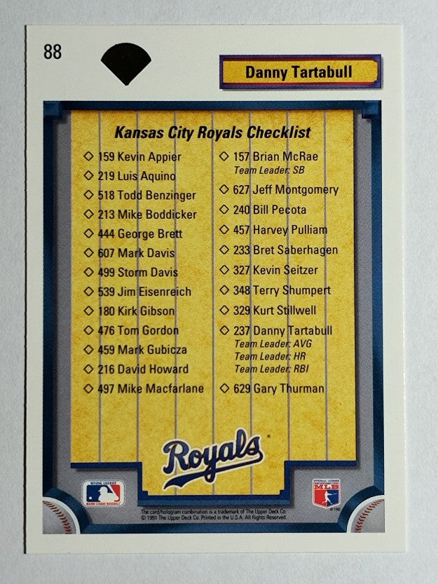 1992 Upper Deck #88 Danny Tartabull TC/Kansas City Royals