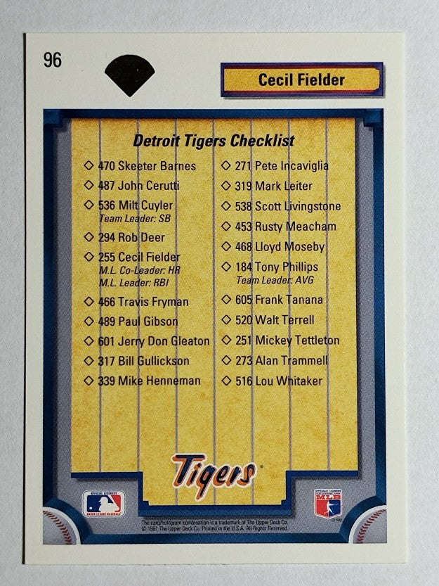 1992 Upper Deck #96 Cecil Fielder TC