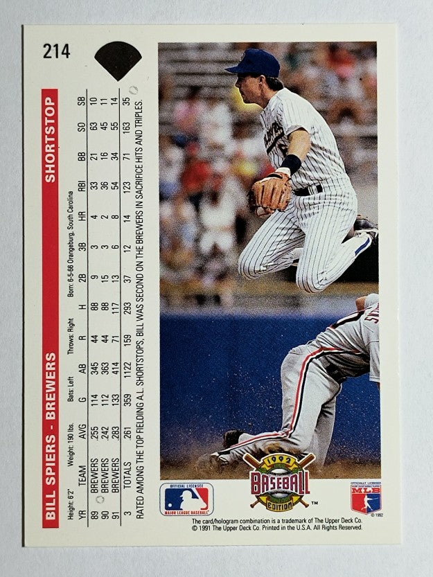 1992 Upper Deck #214 Bill Spiers