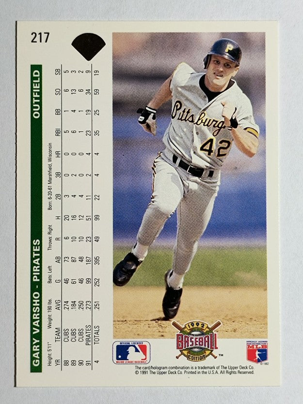 1992 Upper Deck #217 Gary Varsho