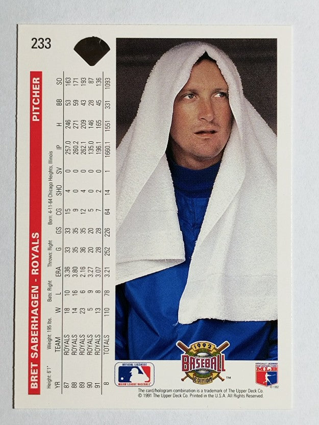 1992 Upper Deck #233 Bret Saberhagen
