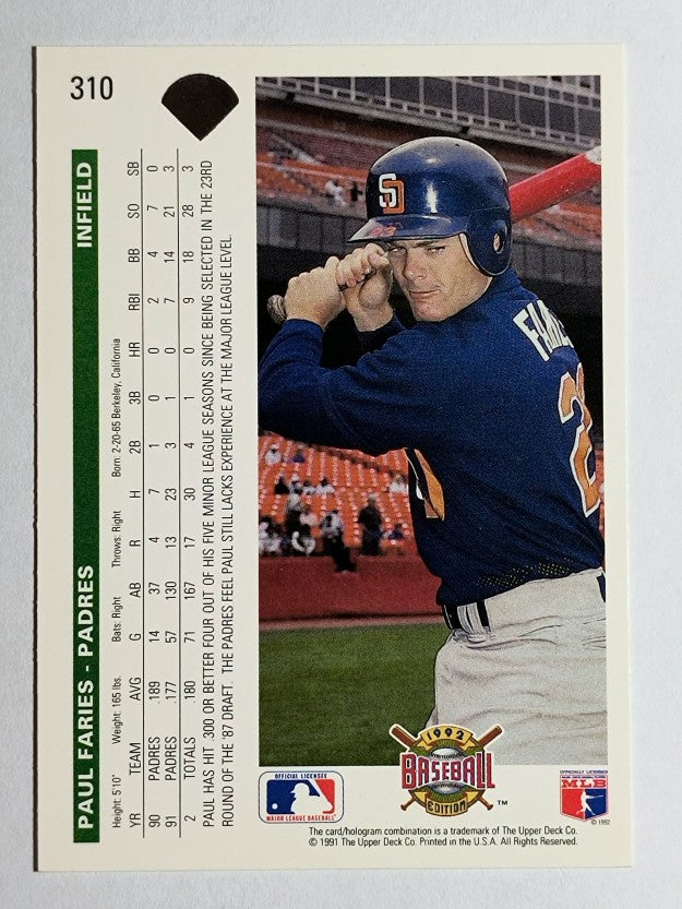 1992 Upper Deck #310 Paul Faries