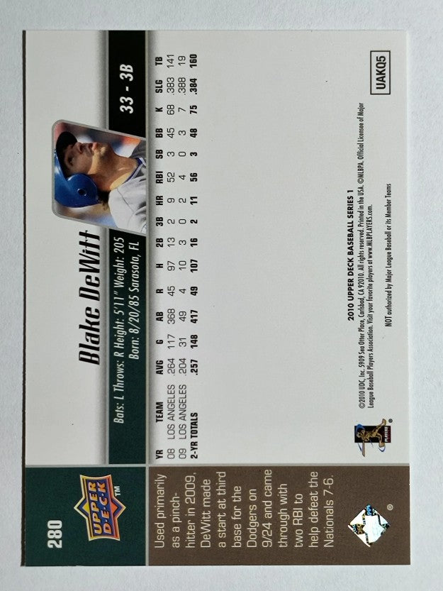 2010 Upper Deck #280 Blake DeWitt