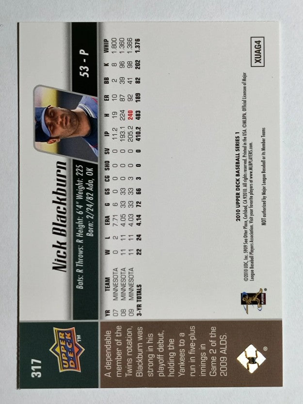 2010 Upper Deck #317 Nick Blackburn