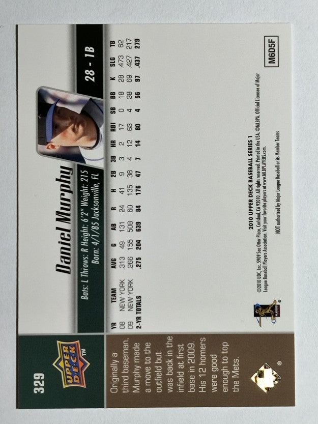 2010 Upper Deck #329 Daniel Murphy