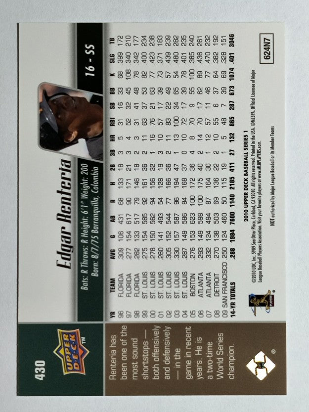 2010 Upper Deck #430 Edgar Renteria