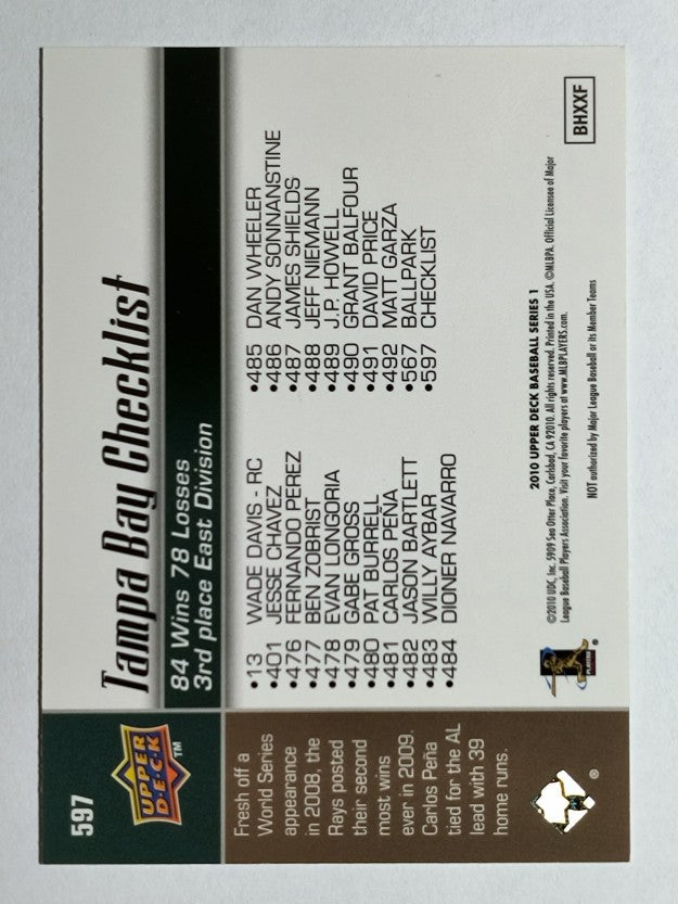2010 Upper Deck #597 Tampa Bay Rays CL