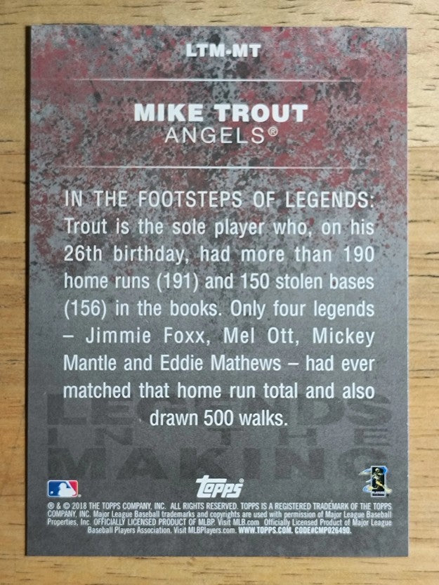 2018 Topps Legends in the Making #LTMMT Mike Trout