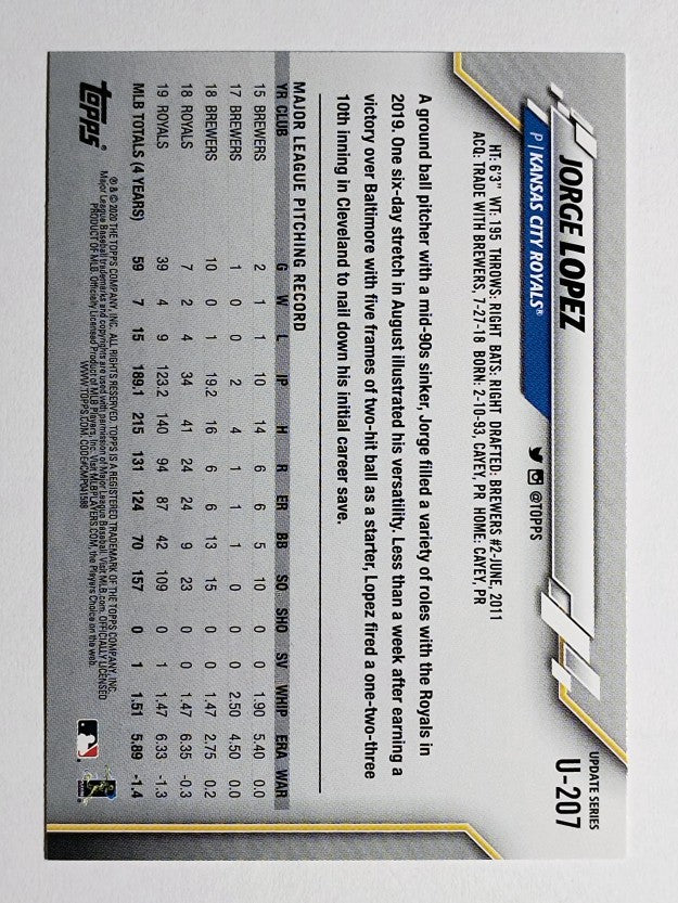 2020 Topps Update #U207 Jorge Lopez