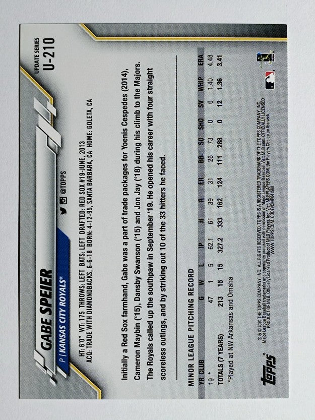 2020 Topps Update #U210 Gabe Speier RC