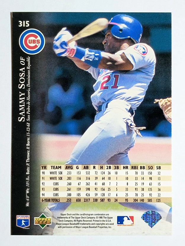 1995 Upper Deck #315 Sammy Sosa