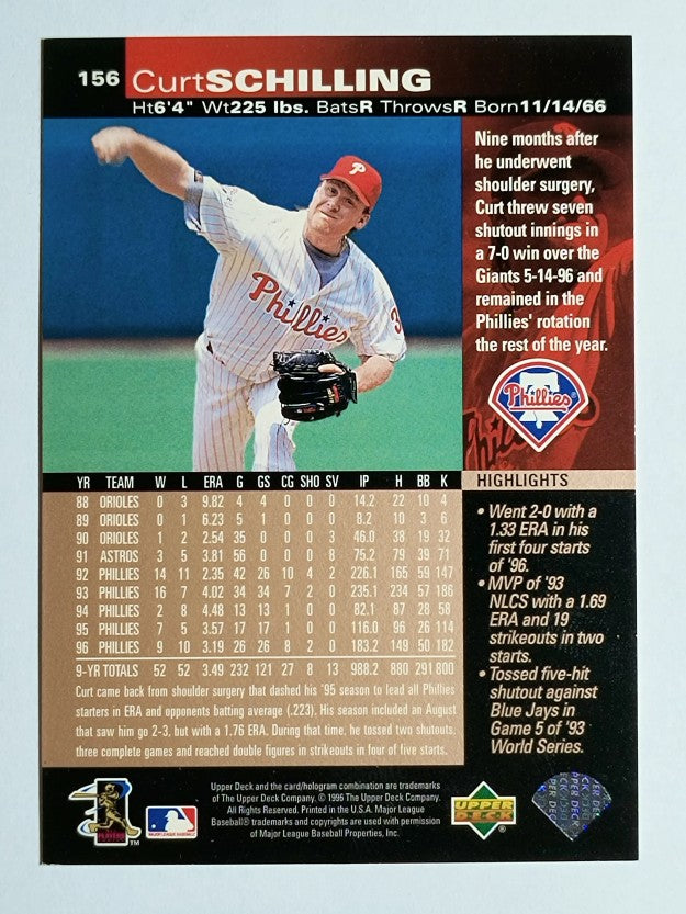 1997 Upper Deck #156 Curt Schilling