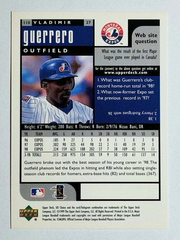 1999 UD Choice Preview #110 Vladimir Guerrero