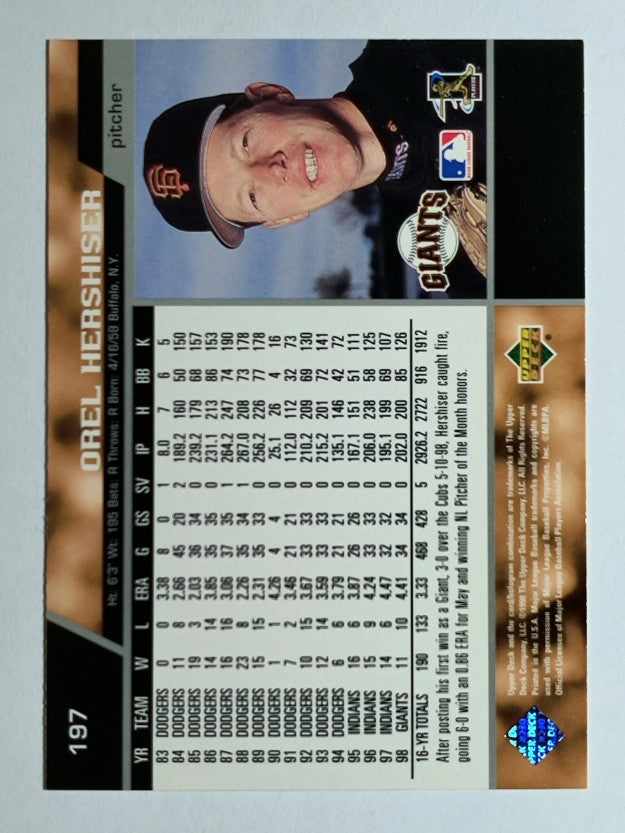 1999 Upper Deck #197 Orel Hershiser