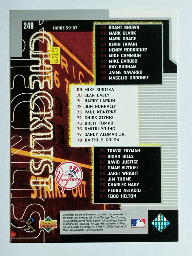 1999 Upper Deck #249 David Wells SH CL