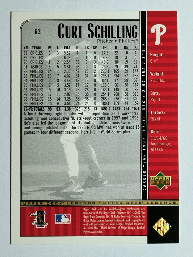 2000 Upper Deck Legends #62 Curt Schilling