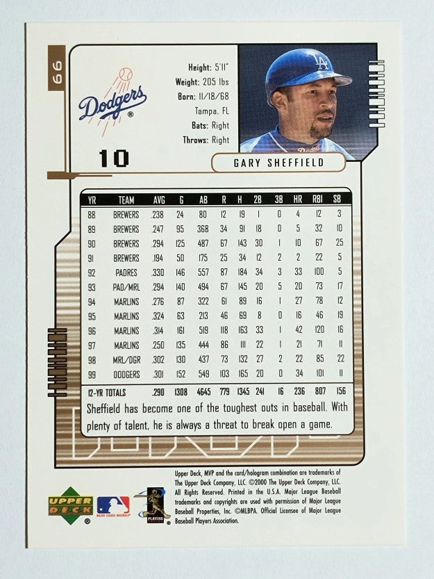 2000 Upper Deck MVP #66 Gary Sheffield