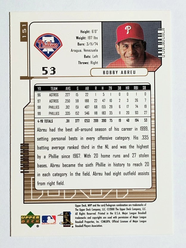 2000 Upper Deck MVP #151 Bob Abreu