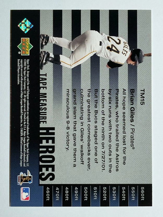 2002 UD Piece of History Tape Measure Heroes #TM15 Brian Giles