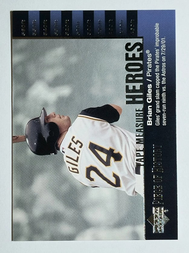 2002 UD Piece of History Tape Measure Heroes #TM15 Brian Giles