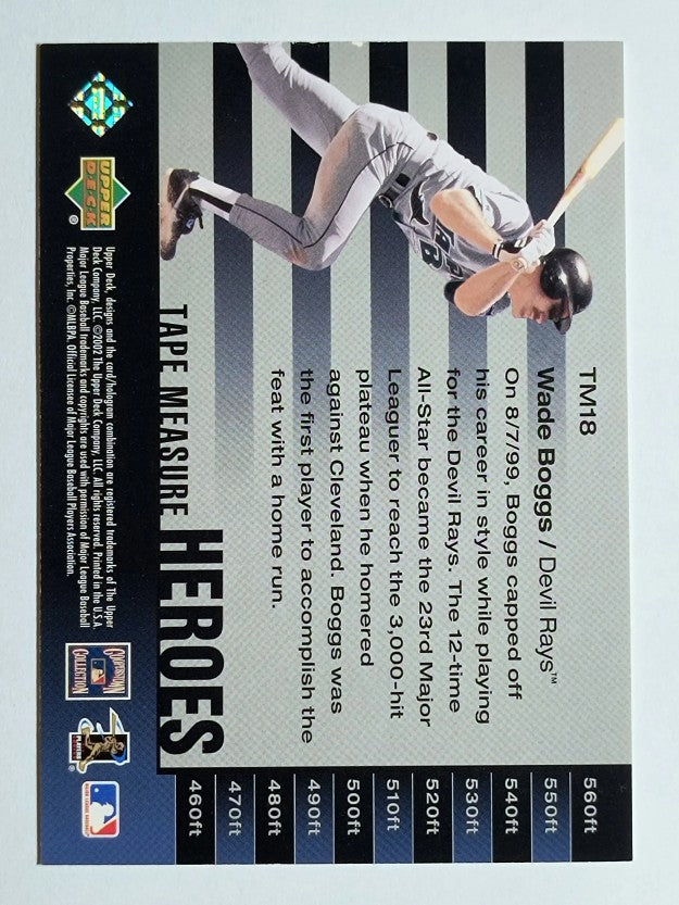 2002 UD Piece of History Tape Measure Heroes #TM18 Wade Boggs