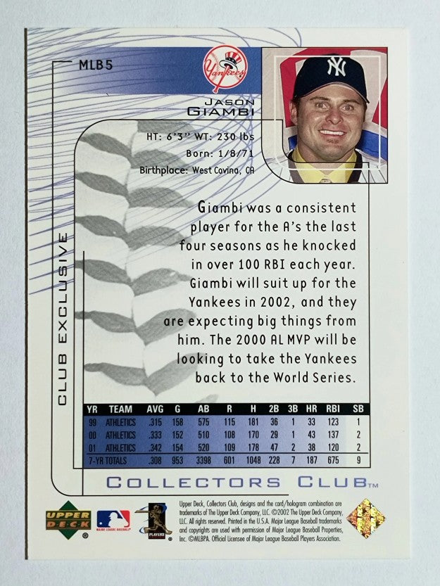 2002 Upper Deck Collectors Club #MLB5 Jason Giambi