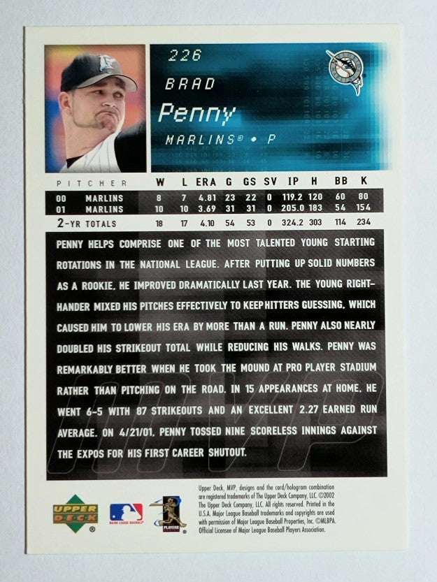 2002 Upper Deck MVP #226 Brad Penny