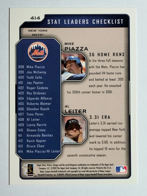 2002 Upper Deck Victory #414 Mike Piazza/Al Leiter
