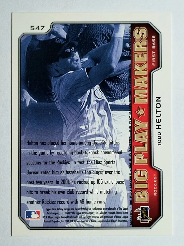 2002 Upper Deck Victory #547 Todd Helton BPM