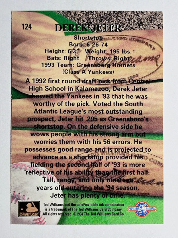 1994 Ted Williams #124 Derek Jeter